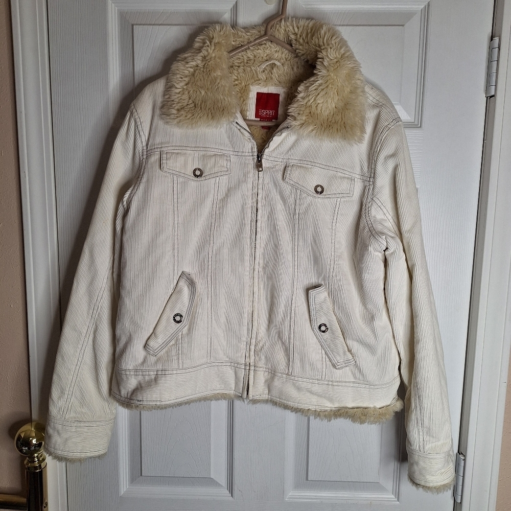 Esprit Corduroy and Faux Fur Jacket Size Large